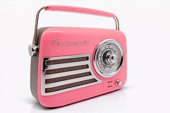 Retro Tasarımlı Bluetooth FM Radyo Pembe - Thumbnail