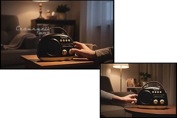 Crownwell Taşınabilir Bluetooth Retro Radyo Arizona Serisi / Black - Thumbnail