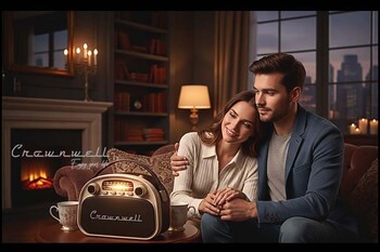 Crownwell Taşınabilir Bluetooth Retro Radyo Arizona Serisi Krem - Thumbnail