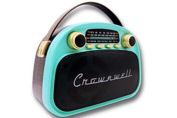 CROWNWELL - Crownwell Taşınabilir Bluetooth Retro Radyo Arizona Serisi Turkuaz (1)