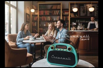 Crownwell Taşınabilir Bluetooth Retro Radyo Arizona Serisi Turkuaz - Thumbnail