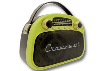 CROWNWELL - Crownwell Taşınabilir Bluetooth Retro Radyo Arizona Serisi Limon Sarısı(Neon Yeşil) (1)