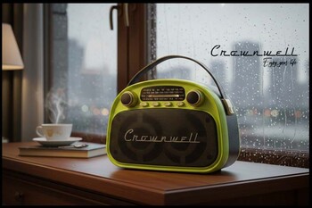 Crownwell Taşınabilir Bluetooth Retro Radyo Arizona Serisi Limon Sarısı(Neon Yeşil) - Thumbnail