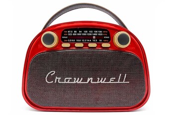 CROWNWELL - Crownwell Taşınabilir Bluetooth Retro Radyo Arizona Serisi (Metalik Kırmızı)