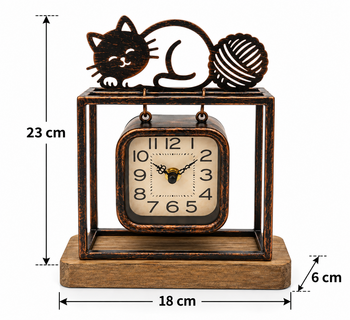 Antiq Design - Ferforje Kedi ve Yumak Temalı Dekoratif Saat (1)