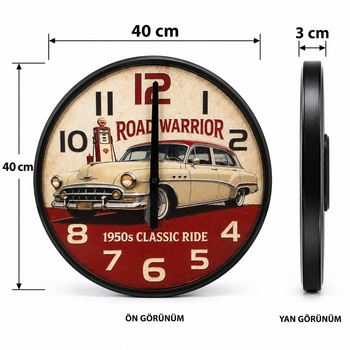 Antiq Design - Retro Vintage 40 cm Ahşap Duvar Saati (1)