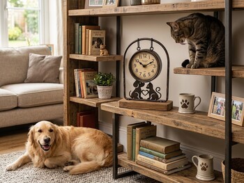 Kedi ve Köpek Temalı Ferforje Saat - Thumbnail