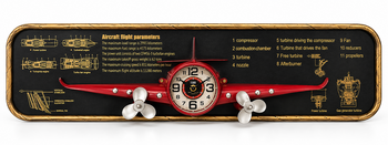 Antiq Design - 77 cm Kırmızı Saat Pano Uçak