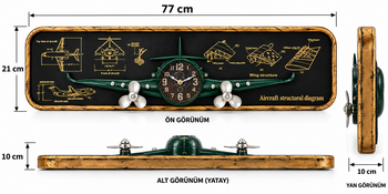 CROWNWELL - 77 cm Yeşil Saat Pano Uçak (1)