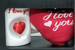 Stres Kupa Peluş Kalp l Love You - Thumbnail