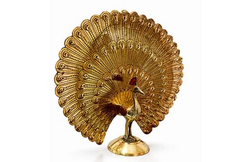 Altın Renk Dekoratif Tavus Kuşu Biblo – Retro & Klasik Tasarım - Thumbnail