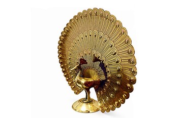 Altın Renk Dekoratif Tavus Kuşu Biblo – Retro & Klasik Tasarım - Thumbnail