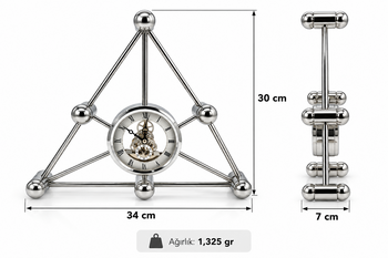 Antiq Design - Trigonom Gümüş Dekoratif Masa Saati (1)