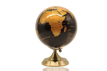 Metal Eskitme Kaideli Dünya Küresi - Thumbnail