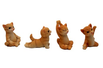 Yoga Yapan Sevimli Kedi Biblo Seti - Thumbnail