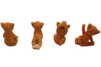 Yoga Yapan Sevimli Kedi Biblo Seti - Thumbnail